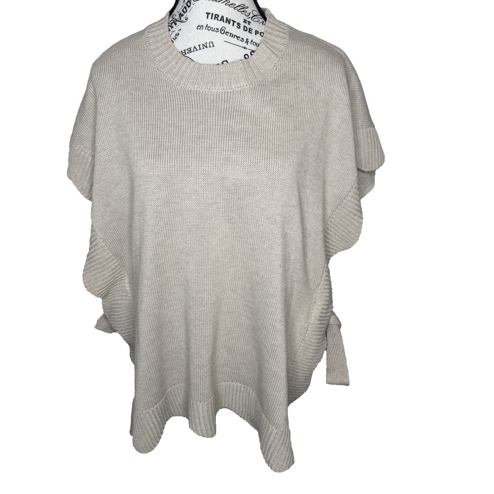 Mudpie Poncho Sweater With Side Ties Women’s One Size Beige